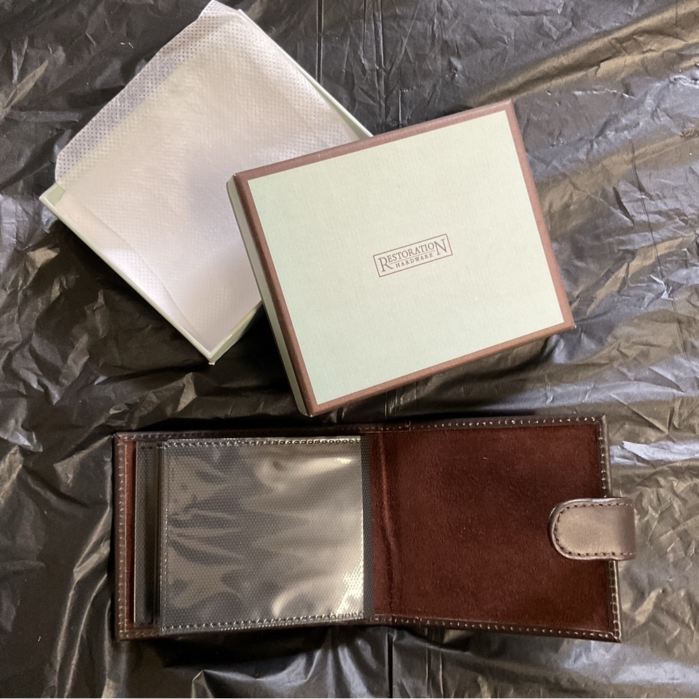 Leather Mini Wallet style (12) page Photo Album, Restoration Hardware Company.